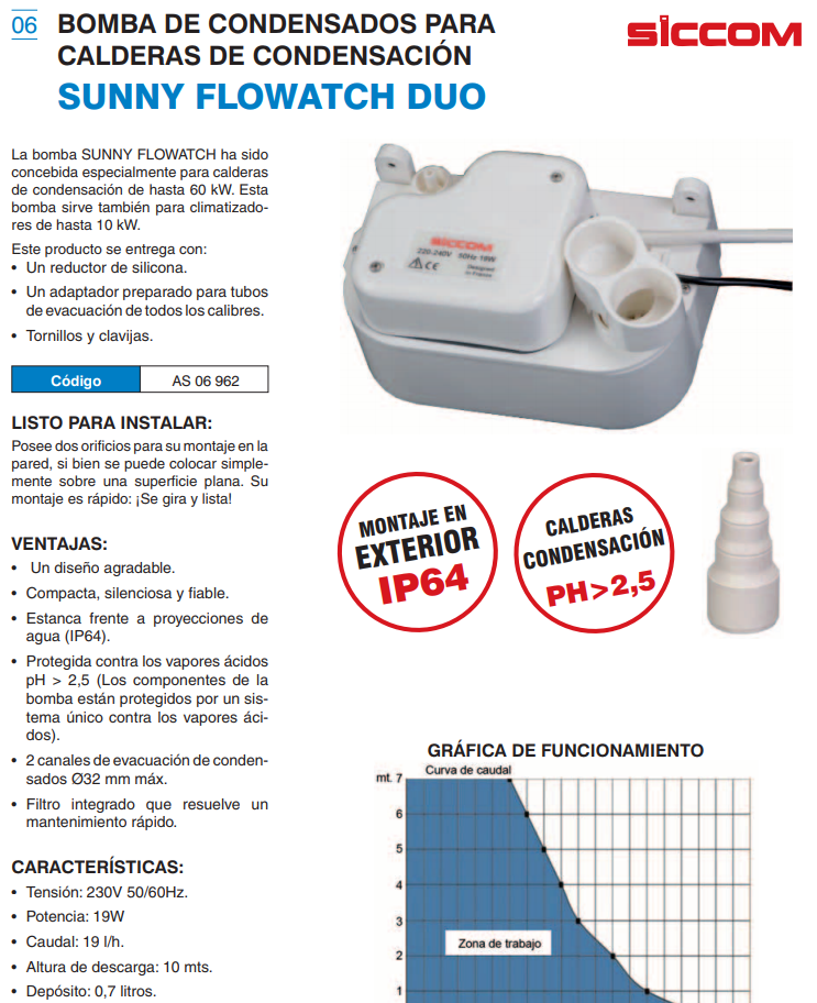 Bomba de condensados para calderas Sunny Flowatch Duo (hasta 10kw)