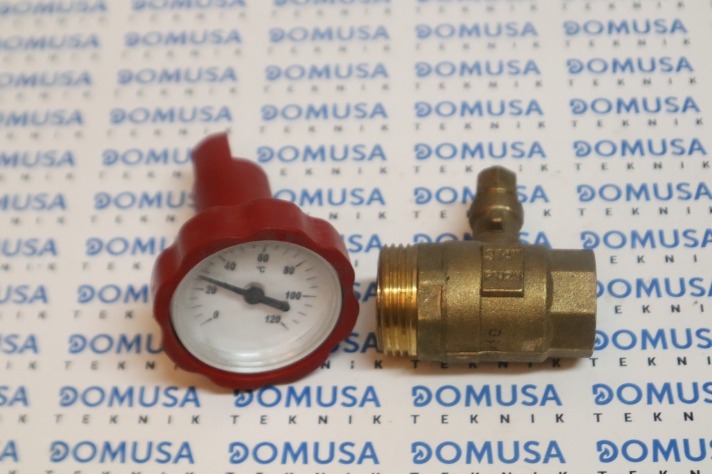 Valvula de bola +Termometro ida Domusa (ROJO)