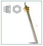 Resistencia estufa pellets BIOMASA. Tipo ELD-62651. Ø 9,9 mm. Longitud 140. Longitud total 150mm Potencia 280W Longitud cable 500 m Rosca 3/8 JOLLIMEC - PIAZZETTA - VULCANIA