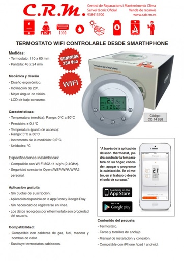 [CO14658] TERMOSTATO WIFI CONTROLABLE DESDE SMARTHPHONE