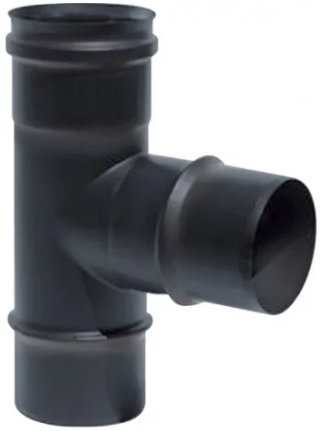 [NL316EXT69SBF08] T simple de 80mm diámetro salida hembra inoxidable aisi 316l negro mate para estufas de pellet