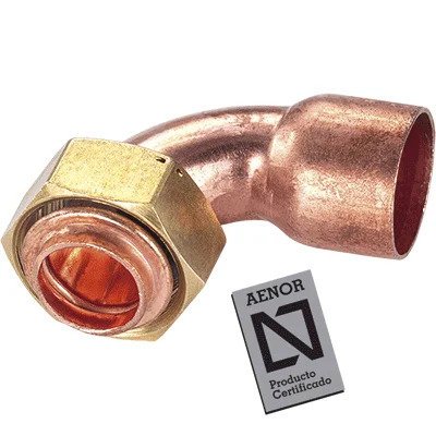 [0352010223] Enlace curvo tuerca loca soldar 2AGCU cobre 22mm x 3/4" precintable