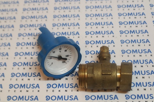 [CVAL000044] Valvula de bola +termometro retorno Domusa  (AZUL)
